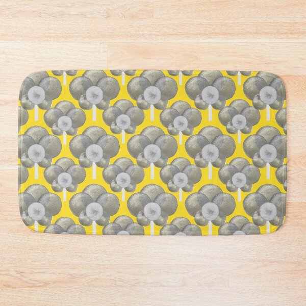Item preview, Watercolour grey tones retro poppy flower pattern on bright yellow designed and sold by yennyz.