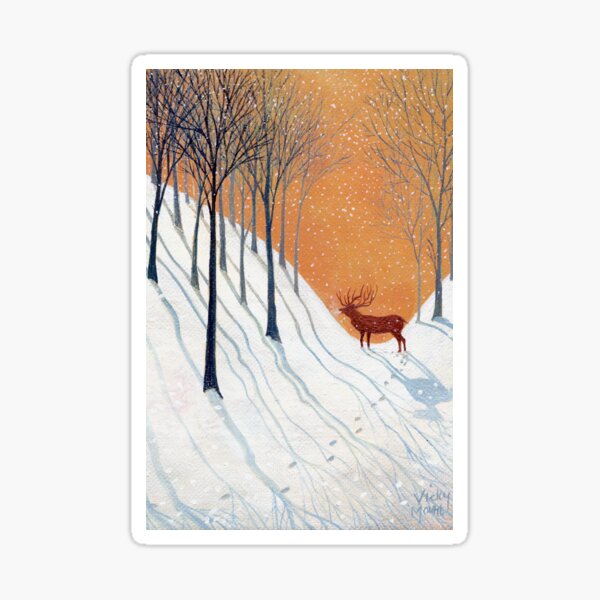 Deer in Winter Wood Sticker