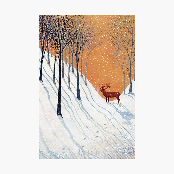 Deer in Winter Wood Photographic Print
