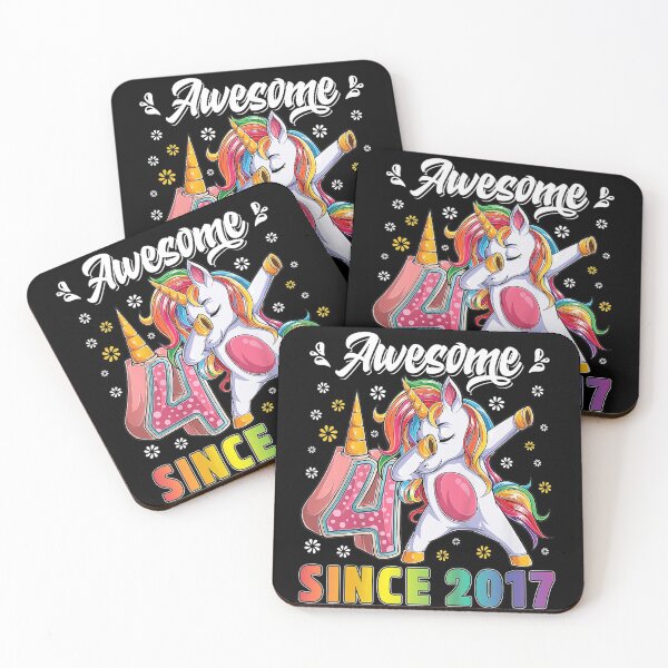 Item preview, Kids awesome dabbing unicorn birthday 4 year old Girl 4th Bday designed and sold by MasonshiNoor.