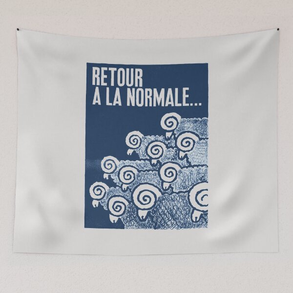 Item preview, Paris Revolt, May 68: 'RETOUR A LA NORMALE': The Original in Deepest Blue on Bone Grey designed and sold by Day Chapman.