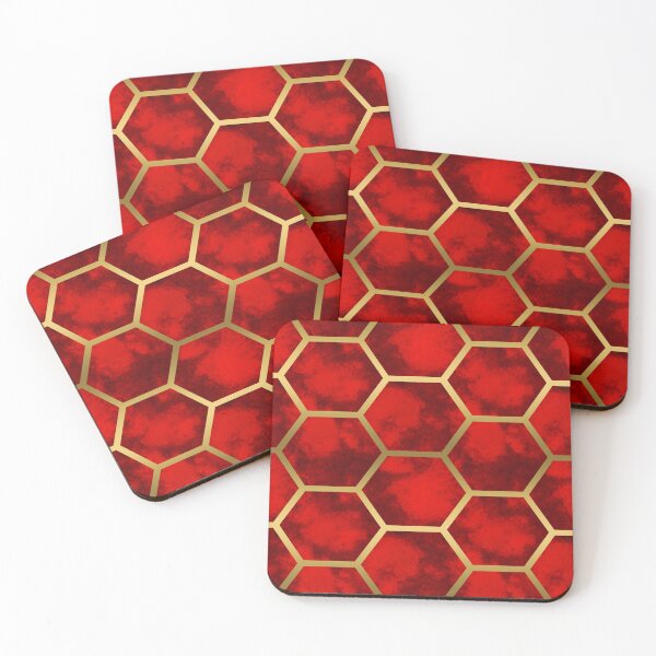Item preview, Red and Gold Honeycomb Pattern designed and sold by Julie Erin Designs.