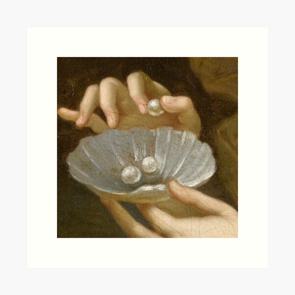 Item preview, Woman Holding a Dish of Pearls Renaissance Painting  designed and sold by Bellathewilde.