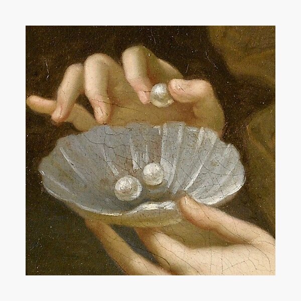 Item preview, Woman Holding a Dish of Pearls Renaissance Painting  designed and sold by Bellathewilde.