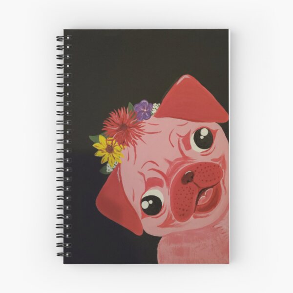 Item preview, Peeking Pink Pug Black Background Flowers designed and sold by BronwynAnne.