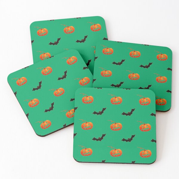 Item preview, Halloween Daunting Bats And Pumpkins Pattern In Green designed and sold by LuckyKermit.