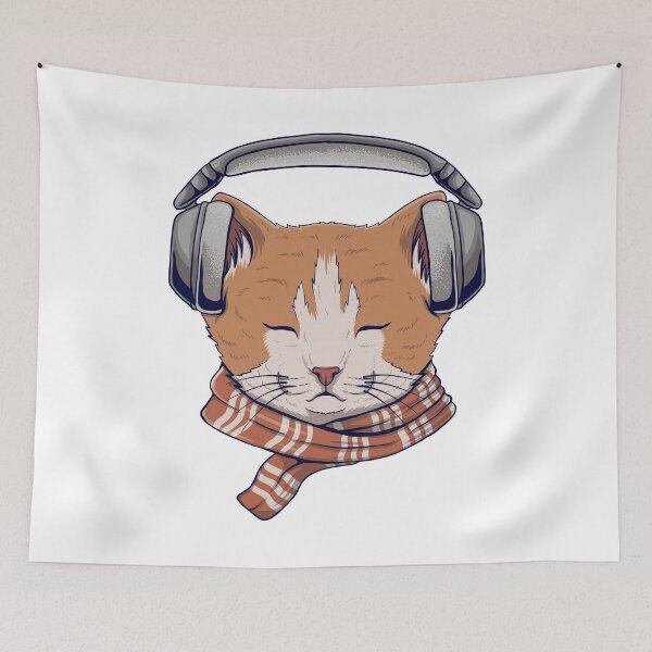 Item preview, Cute Cat With Headphones designed and sold by infleims.
