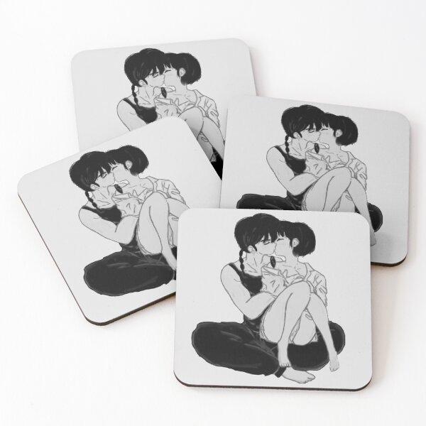 Item preview, Ranma Akane Kiss (Grey Background) - ORIGINAL DRAWN by SillyFun.redbubble.com designed and sold by SillyFun.