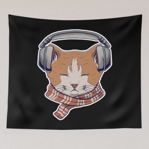 Item preview, Cute Cat With Headphones designed and sold by infleims.