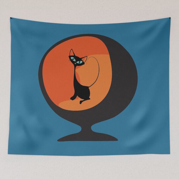 Item preview, Atomic cat sitting on 50s retro chair designed and sold by LisWilliams.