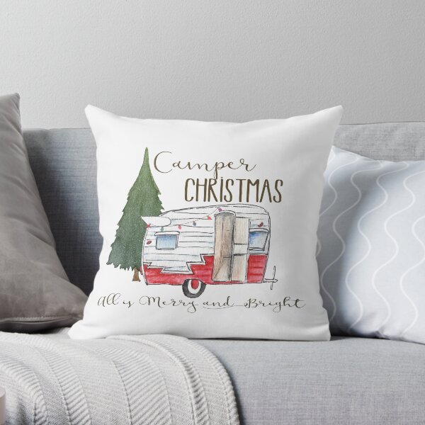 Camper Christmas Throw Pillow
