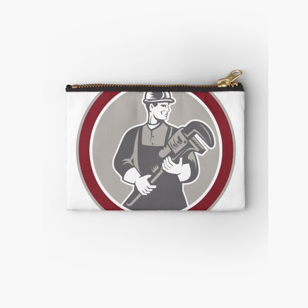 Item preview, Plumber Holding Giant Wrench Woodcut Circle designed and sold by patrimonio.