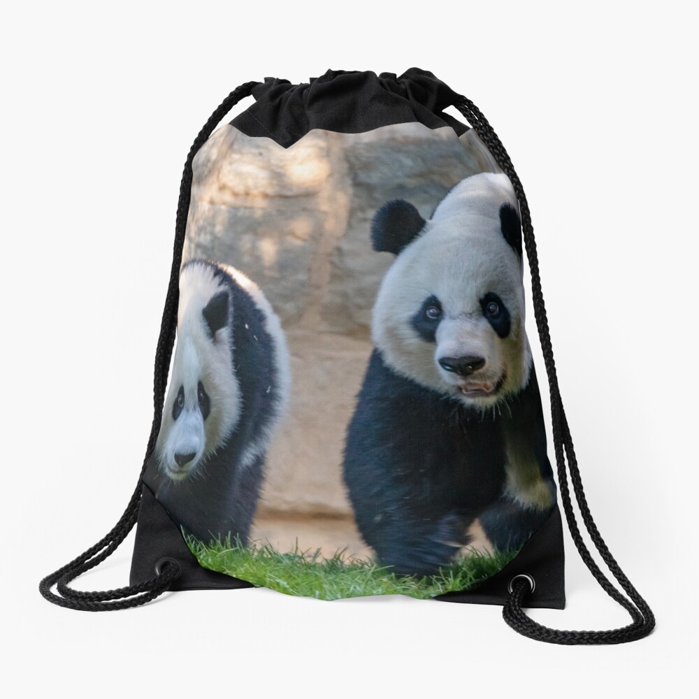 Giant Pandas Xiao Qi Ji and Mei Xiang at the Smithsonian's National Zoo Drawstring Bag