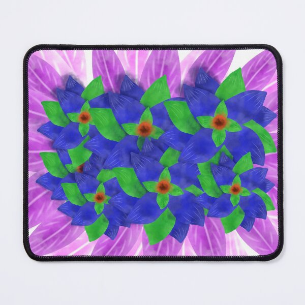 Item preview, Blue and green petalled flowers with purple and pink leaves designed and sold by Midnightviera.