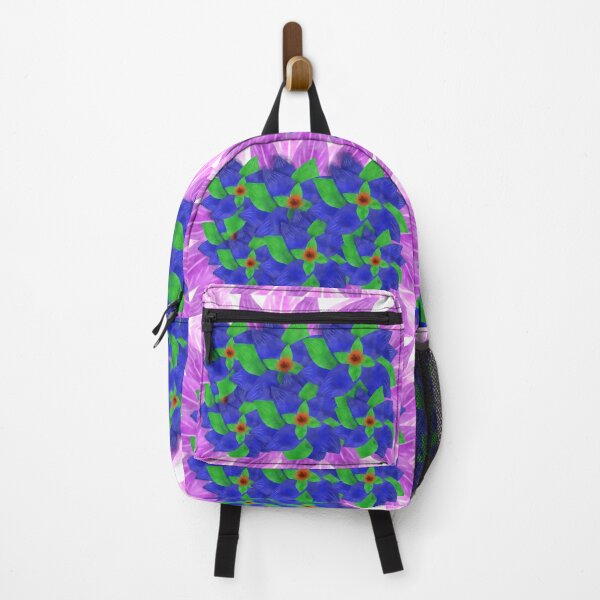 Item preview, Blue and green petalled flowers with purple and pink leaves designed and sold by Midnightviera.