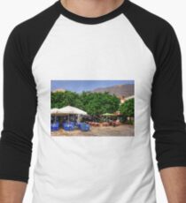 Blue and Red Check Men's Baseball ¾ T-Shirt