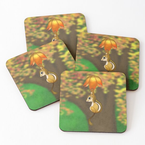 Item preview, Chipmunk flying in a baloon leaf designed and sold by Brushes with Nature.