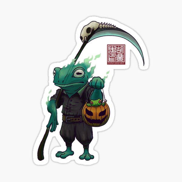 A Frog and His Son Halloween Sticker