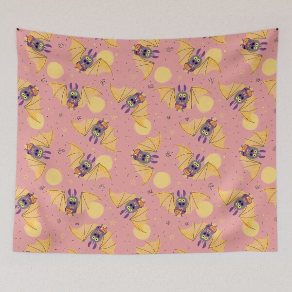 Item preview, Halloween Bats - pink background designed and sold by LANDofCLE.