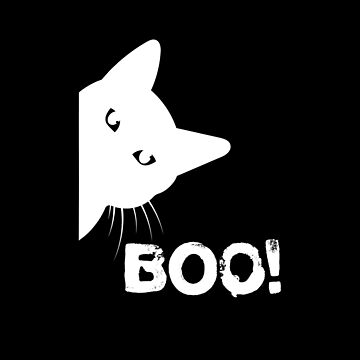 Boo! Funny Hiding Peekaboo, Funny Halloween Cat Poster for Sale