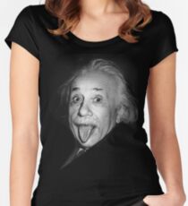 Albert Einstein Genius Tongue Funny Women's Fitted Scoop T-Shirt