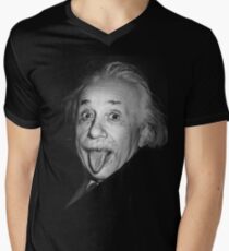 Camiseta para hombre de cuello en v Albert Einstein Genius Tongue Funny