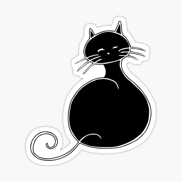 Cute Black Cat Butt Swirl Tail Sticker