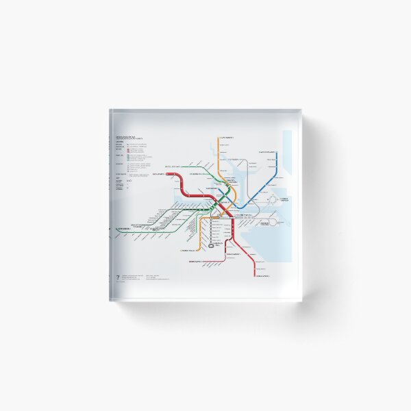 Boston Area Rapid Transit Map Acrylic Block