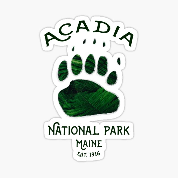 Bear Paw Print Acadia National Park Maine Sticker