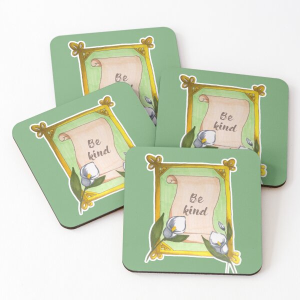 Item preview, White callalily flowers gold frame parchment be kind sticker quote designed and sold by DoodlesFlowers.