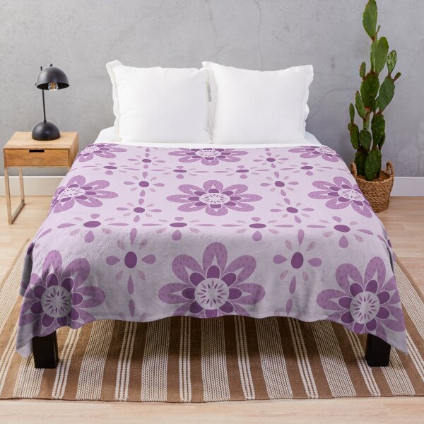 Daisy Boho Check - Lovely Lilac Throw Blanket