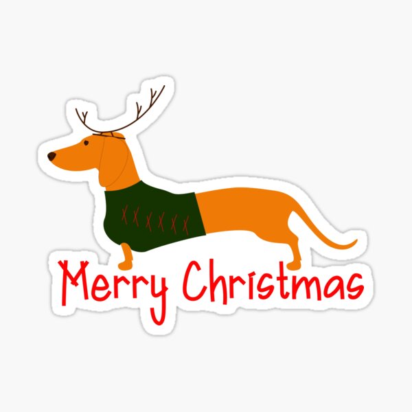 Merry Christmas Dachshund Sticker
