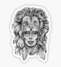 Girl with Lion Head Sticker