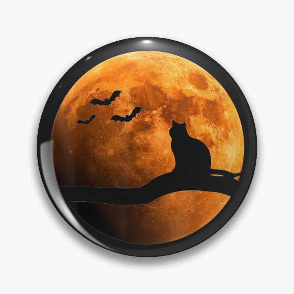 Artikelvorschau, Halloween Black Cat Orange Full Moon and Bats T-Shirt entworfen und verkauft von Bobby-Bancel.