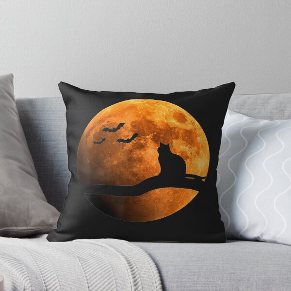 Artikelvorschau, Halloween Black Cat Orange Full Moon and Bats T-Shirt entworfen und verkauft von Bobby-Bancel.