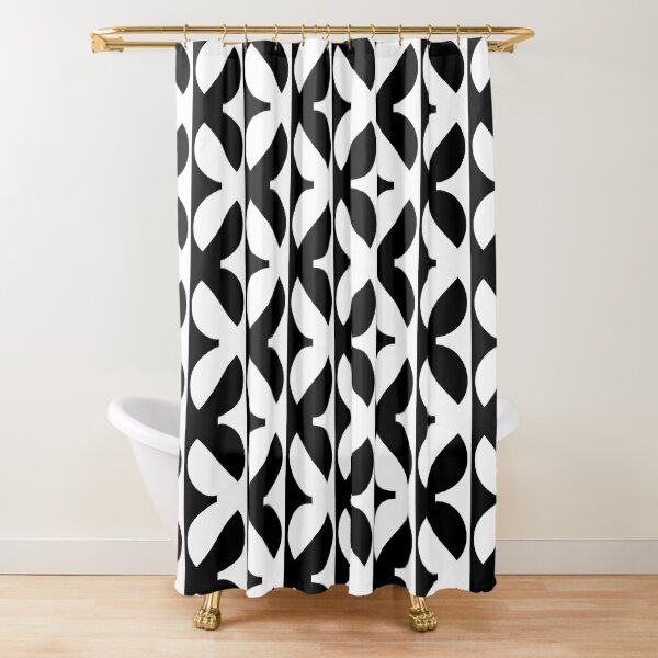 4 Squares of Circles X Cut--Black & White Shower Curtain