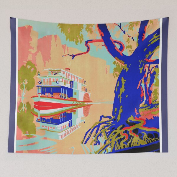 Item preview, Murray River Cruise - Vintage Travel Poster - Lithograph designed and sold by karwilberevivalcollection.