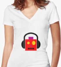 Robot Women's Fitted V-Neck T-Shirt