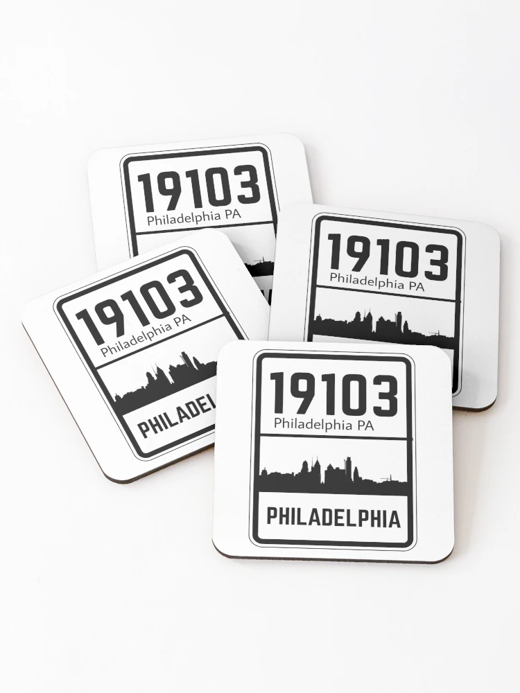 Thumbnail 1 of 5, Coasters (Set of 4), Philadelphia Zip Code 19103 designed and sold by Rajadrone.