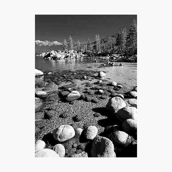 Item preview, Shore of Lake Tahoe - Black and White photo designed and sold by Kathleen Douglas.