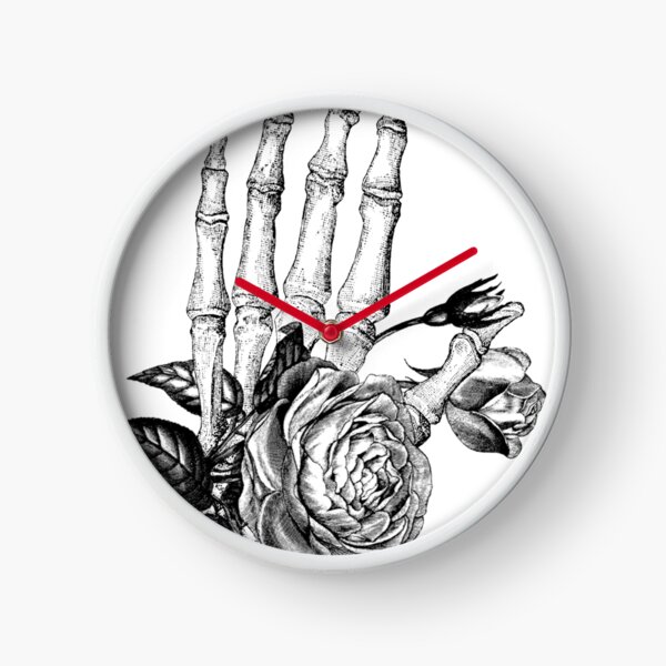 Floral Skeleton Hand Clock