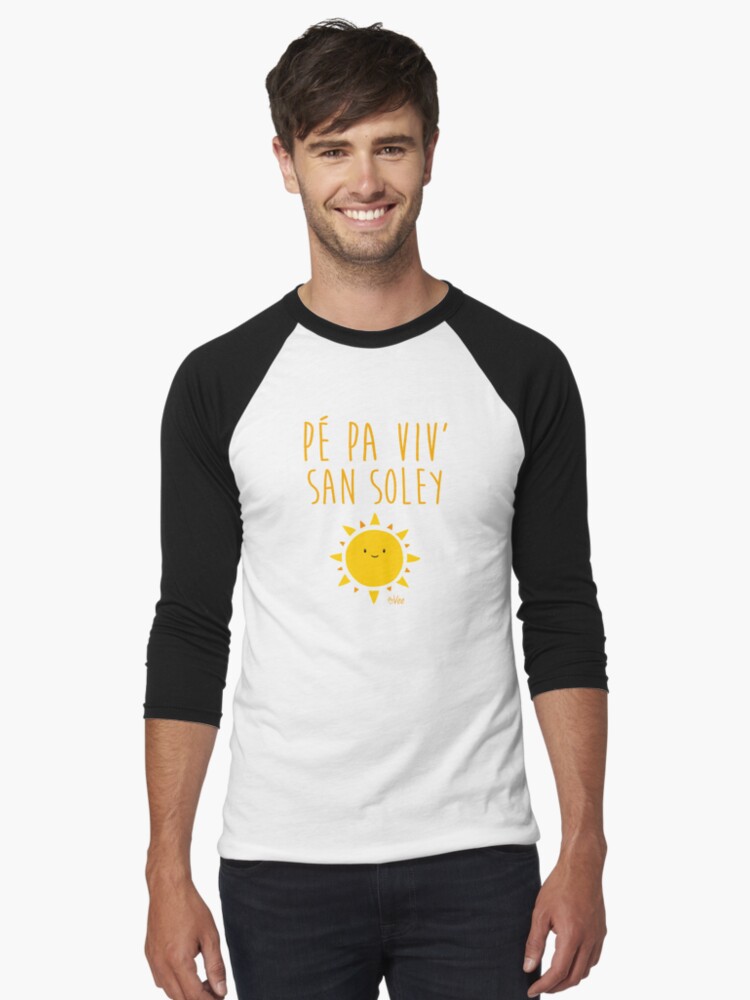 Aperçu 1 sur 3. T-shirt baseball manches ¾ avec l'œuvre Pé pa viv' san soley créée et vendue par vee-madinina.