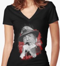Halleluja - Leonard Cohen Tailliertes T-Shirt mit V-Ausschnitt