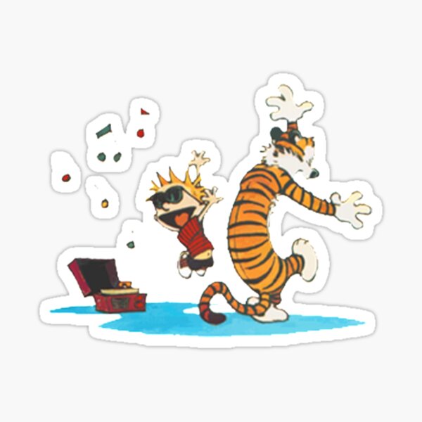 Calvin And Hobbes Dancing   Sticker