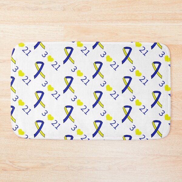 Item preview, Down Syndrome Blue And Yellow Awareness Ribbon White Background designed and sold by KTCreativeSide.