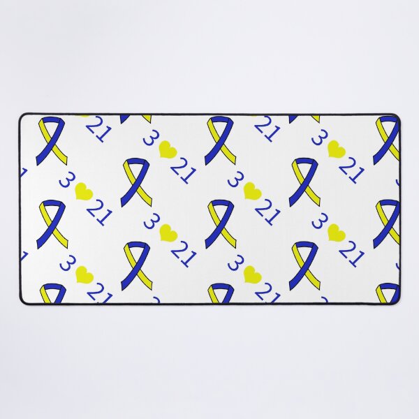 Item preview, Down Syndrome Blue And Yellow Awareness Ribbon White Background designed and sold by KTCreativeSide.