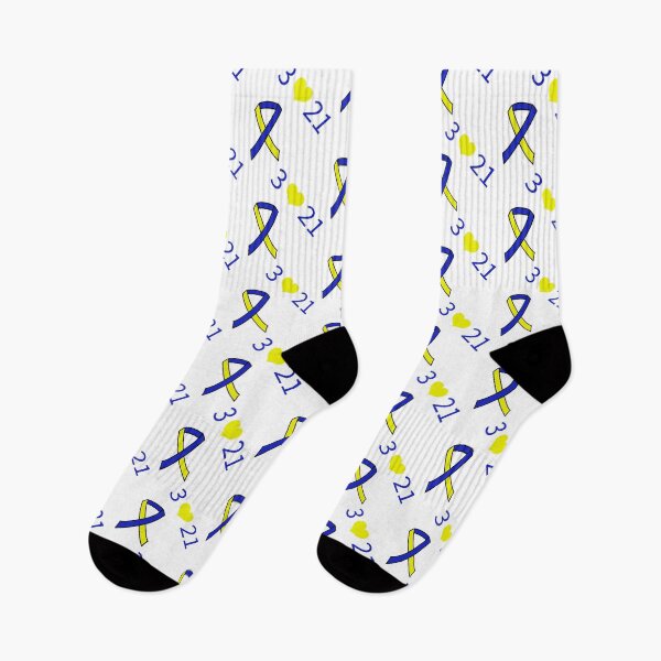 Item preview, Down Syndrome Blue And Yellow Awareness Ribbon White Background designed and sold by KTCreativeSide.
