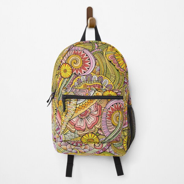 Item preview, Floral Pattern multicolor handdrawn - 60s 70s retro hippy vibe designed and sold by MagicStrawberry.