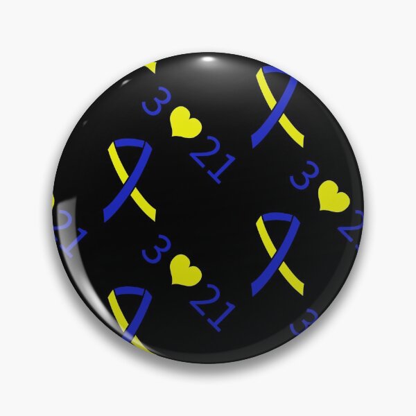 Item preview, Down Syndrome Blue And Yellow Awareness Ribbon Black Background designed and sold by KTCreativeSide.