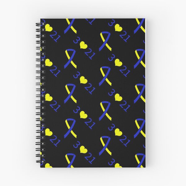 Item preview, Down Syndrome Blue And Yellow Awareness Ribbon Black Background designed and sold by KTCreativeSide.